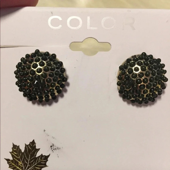 🆕 Color Brand Green & Gold Stud Earrings - Picture 4 of 4